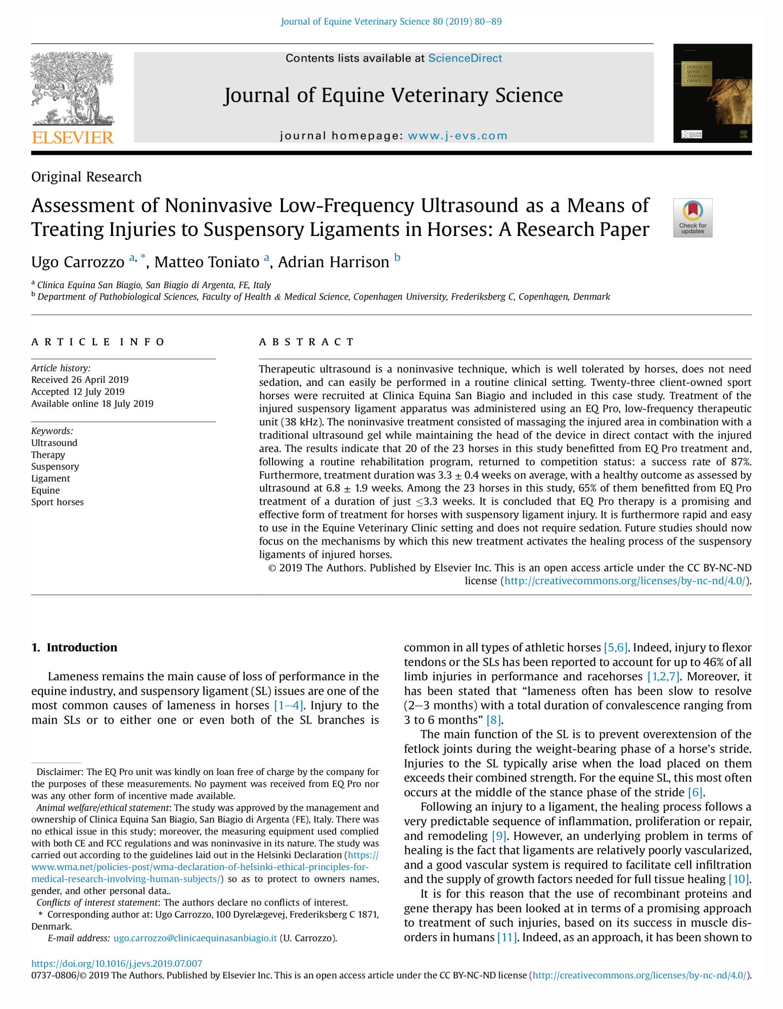 Assessment-of-Noninvasive-Low-Frequency-Ultrasound-as-a-Means-of-Treating-Injuries-to-Suspensory-Ligaments-in-Horses-A-Research-Paper
